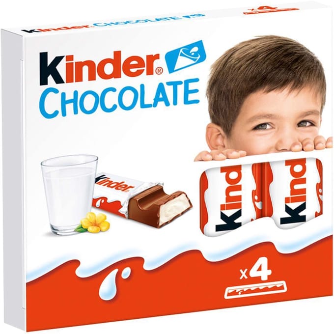 Kinder Chocolade Melkchocoladereep met melkvulling 50 g (4 stukken)