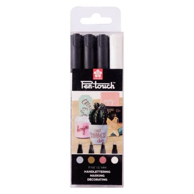 Sakura Pen-Touch Fijn set Metallic + White | 4 colours
