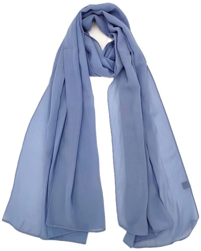 Lange dames sjaal Ditte-effen jeans blauw-omslagdoek-stola