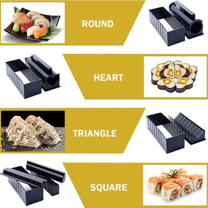 Ensemble d'outils de cuisine pour Sushi, ensemble d'outils de bricolage, vente de moule à Sushi, ustensile à Sushi 10 pièces gray
