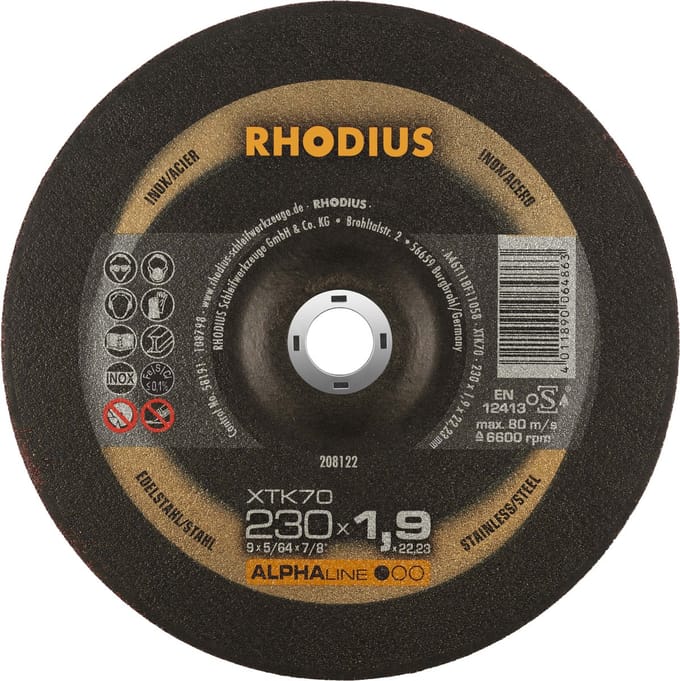 Slijpschijf - 230*19 - Rhodius - 10 stuks - Metaal - Slijpschijven