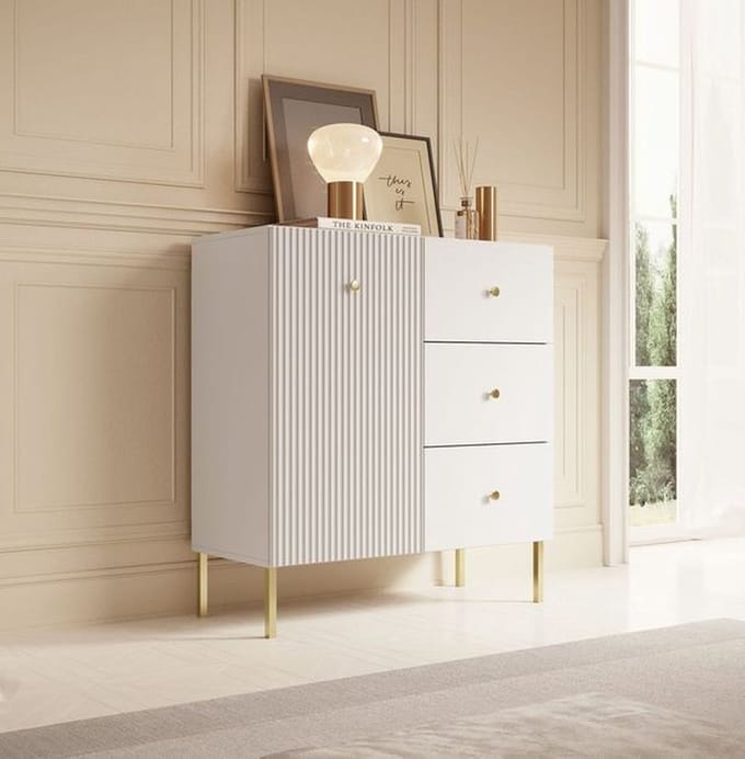 Meubella - Dressoir Vermont - Wit - 90 cm
