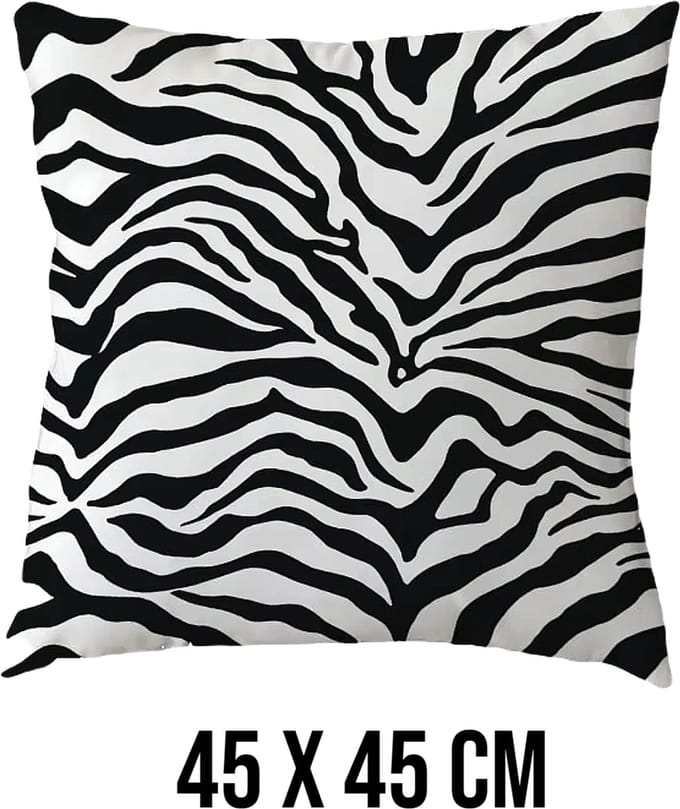 Allernieuwste.nl® Kussenhoes Zebra Zwart Wit 2 Kussen Polyester - Kussenovertrek - 45 x 45 cm %%