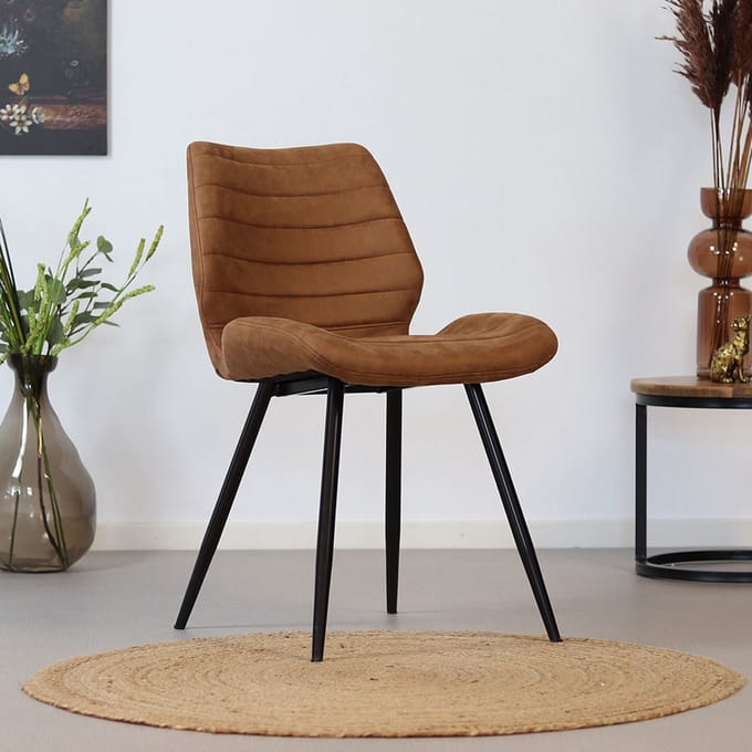 Bronx71® Industriële eetkamerstoel Morris cognac - stoel