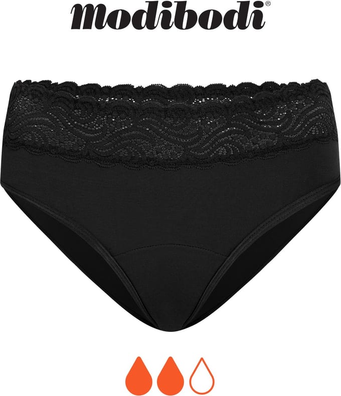 Modibodi Menstruatie Ondergoed Normaal Absorberend Dames Hoge Taille Bikinislip Zwart 36