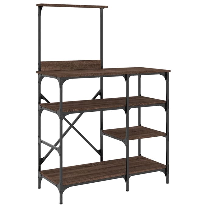 vidaXL - Bakkersrek - 90x40x132 - cm - bewerkt - hout - en - metaal - bruin - eikenkleur