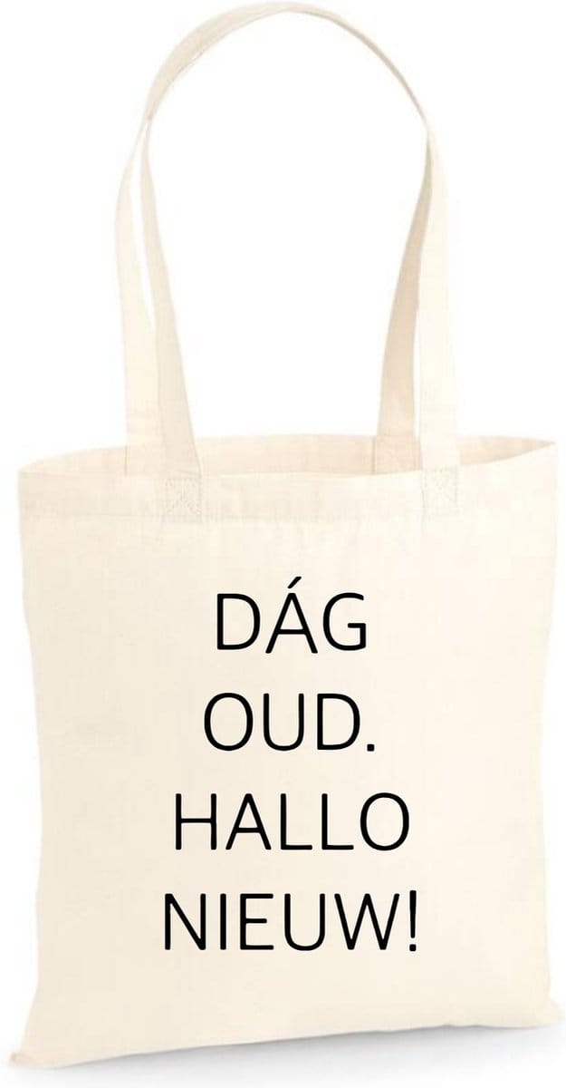 Linnen tas Dag oud hallo nieuw, Naturel, One Size