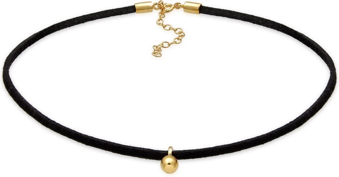 Elli - Halsketting - dames choker velours zwart ball basic in 925 sterling zilver verguld - Dames