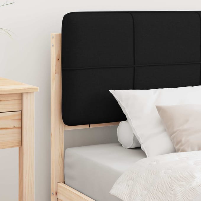 vidaXL - Bedframe - met - Gevoerde - Hoofdbord - Zwart - 90 - x - 200 - cm