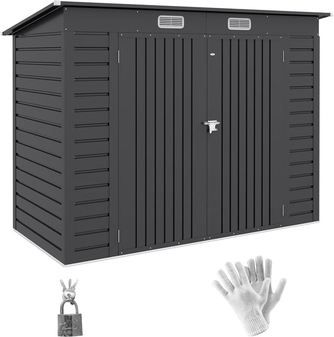 Outsunny tuinhuis - van staal - 249 L × 121 B × 166/183 H cm - grijs