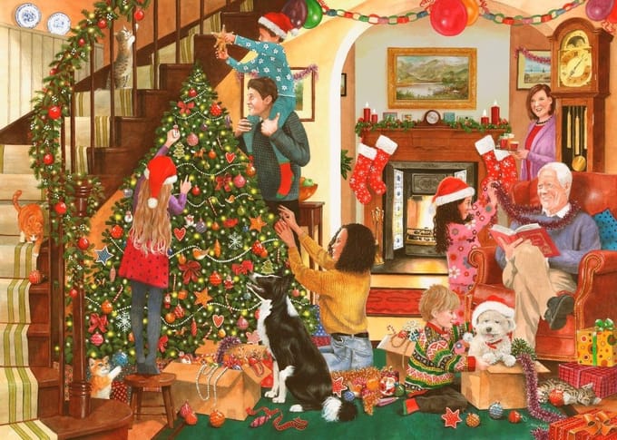 House of Puzzles Grote Legpuzzel 500 Stukjes Decorating The Tree Kerst.