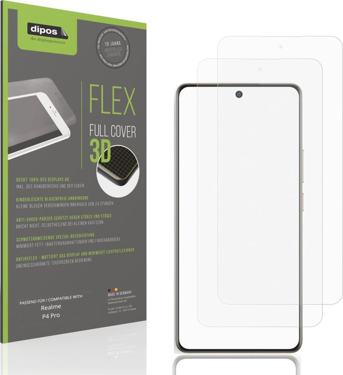 dipos FLEX – 2x Matte Screenprotector geschikt voor Realme P4 Pro | Volledige Schermbescherming | Case-Friendly