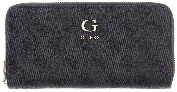 GUESS portemonnee Coleen Logo Zip Around Wallet Coal Logo donkergrijs