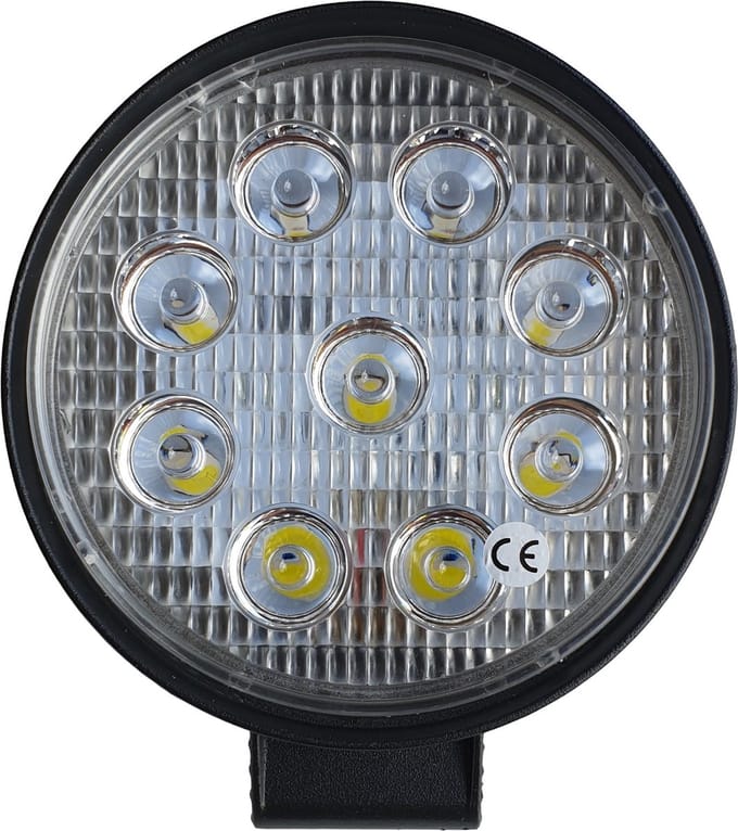 Werklicht rond | LED verstraler 9x3 = 27W | 10-30 Volt | 6000K | IP67
