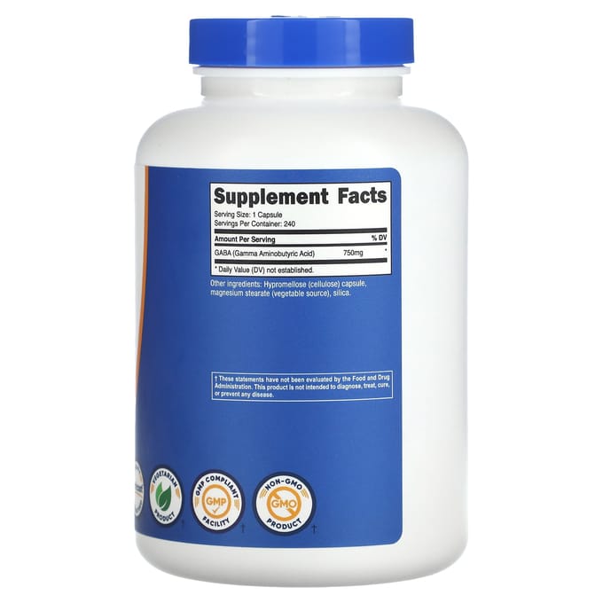 GABA, 750 mg, 240 Capsules