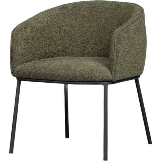 WOOOD Leon Eetkamerstoel - Bouclé - Forest Green - 77x61x63