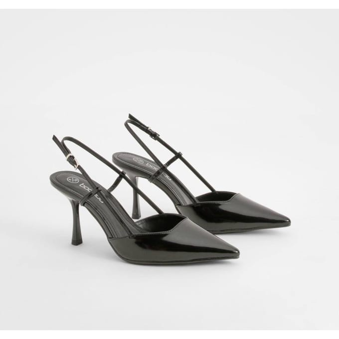 boohoo Dames Slingback Box Pointed Court schoenen | Black | Maat: 8