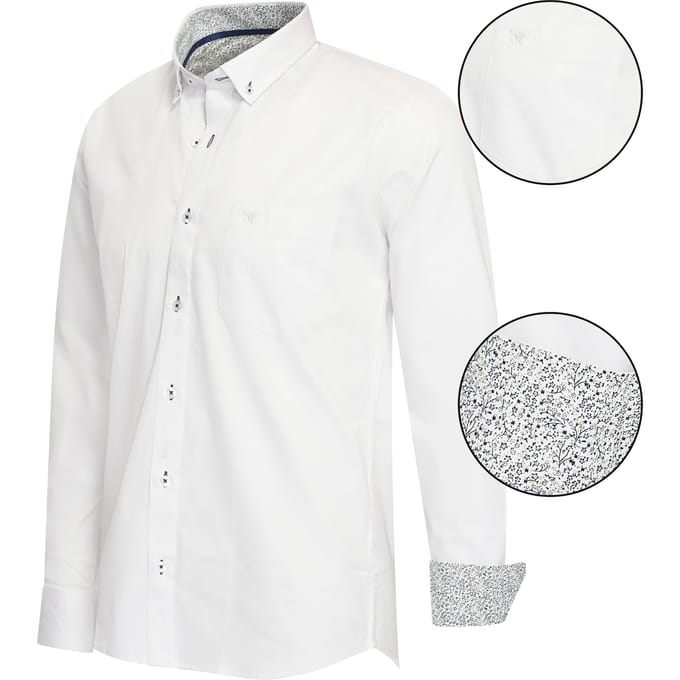 Cappuccino Italia - Heren Overhemden Regular Fit Overhemd White - Wit - Maat L