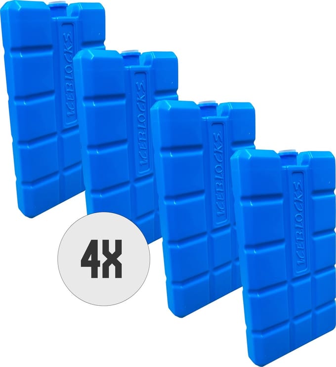 DULA Blauwe Koelelementen voor koelbox - 4 stuks 200 gram - 8 x 15 x 2 cm