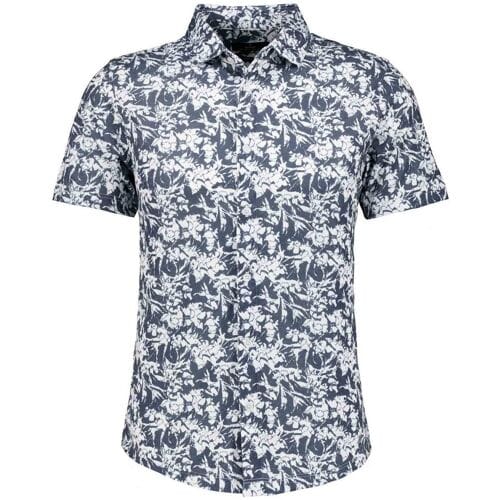 Ragman Overhemd Soft Knit Abstract Floral Pattern Donker Blauw-Wit / male