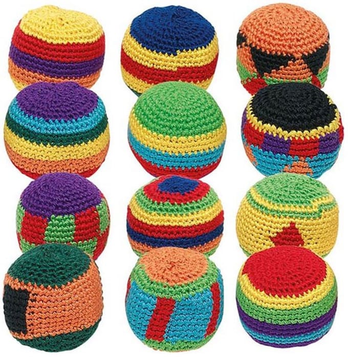 Kick-Ball Gehaakt Katoen, 5cm - Set 3 stuks Assorti