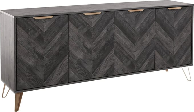 Dark-Wood-Dressoir - 4-deuren - Zwart Houtlook