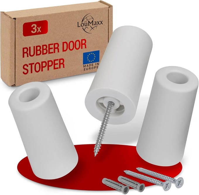 Deurstopper voor vastschroeven met rubberen buffer, universeel, zwart