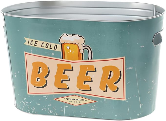 Cepewa Bierkoel emmer - groen - nostalgisch - metaal - 33 x 20 cm - bier koelen / zomer - ijsemmer