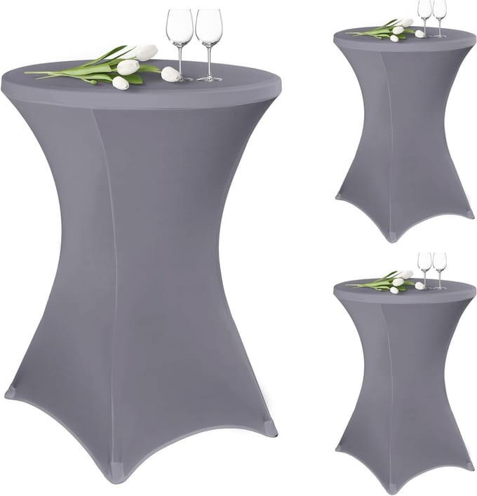 3-pack Stretch Statafelhoezen Lichtgrijs voor Ronde Tafels Ø 80-85 cm