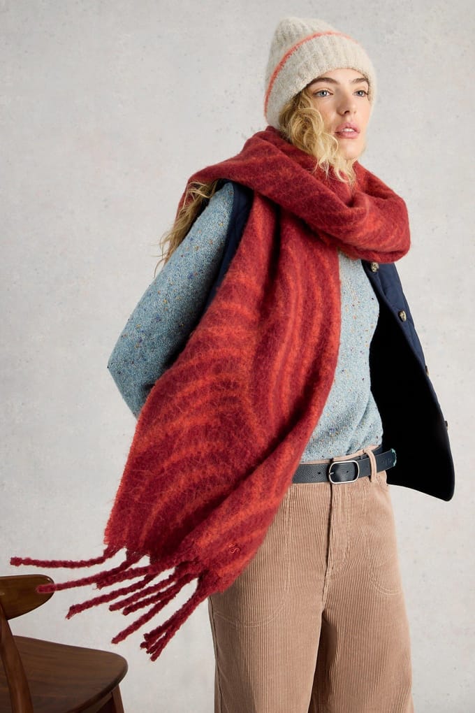 White Stuff Shelly Brushed Scarf Dark Red Taglia: OS | Sciarpe Outlet | Uomo | Rosso