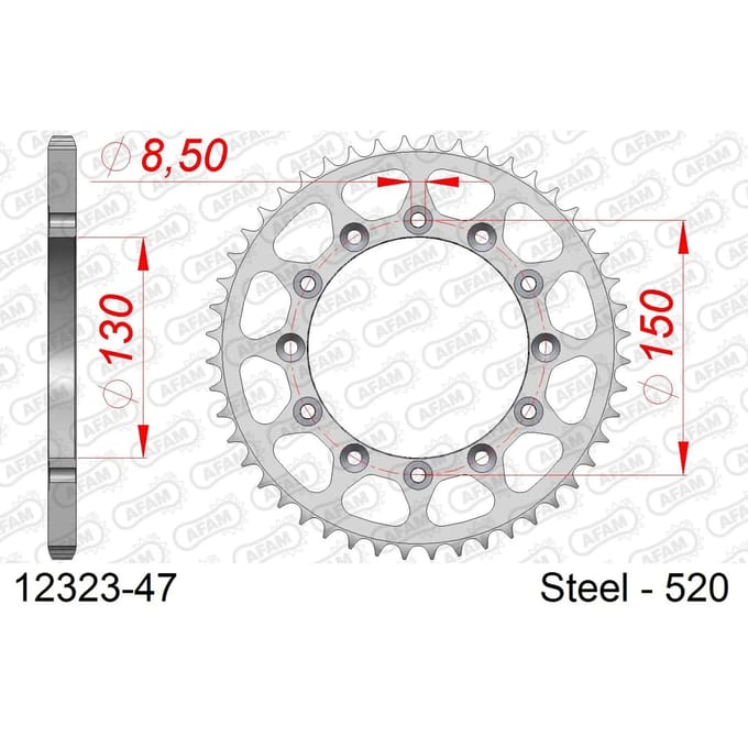 Stalen tandwiel Afam 520 47 dents