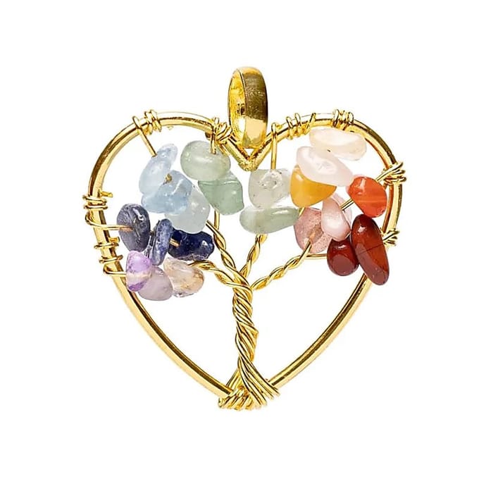 Chakra hanger goudkleurig hart levensboom