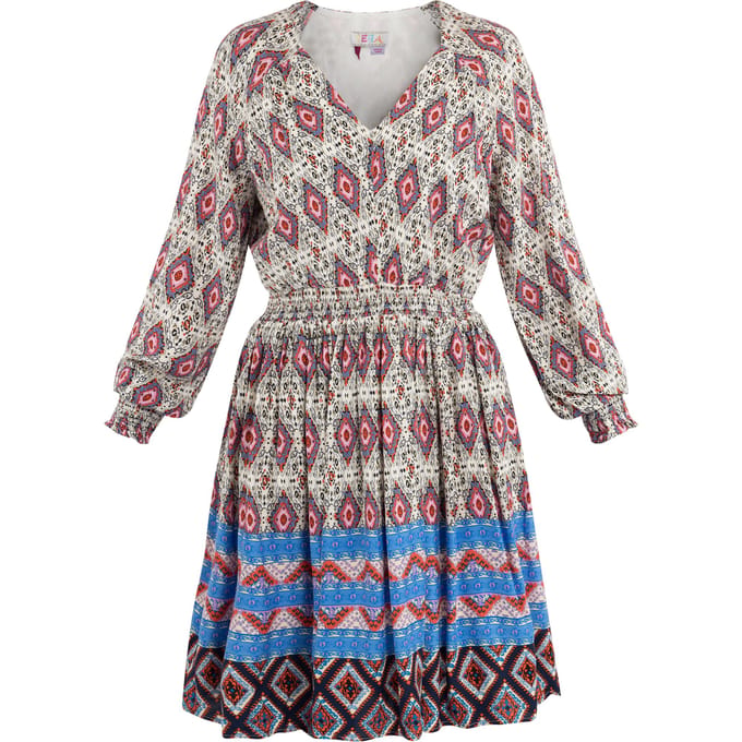 IZIA midi-jurk Dames Blauw Veelkleurig