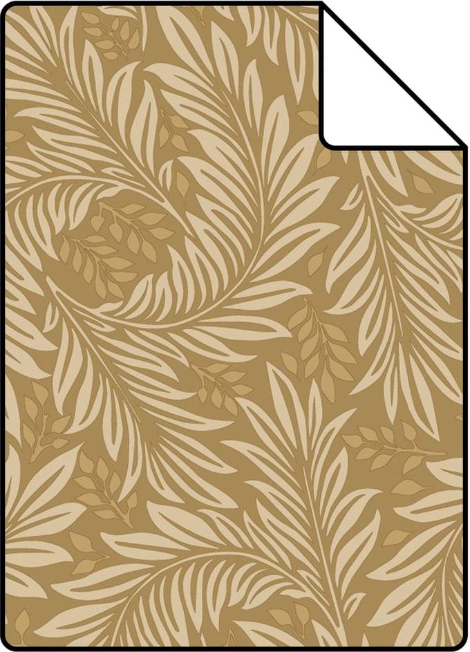 Proefstaal ESTAhome behang bladeren okergeel - 26.5 x 21 cm - 131145-S