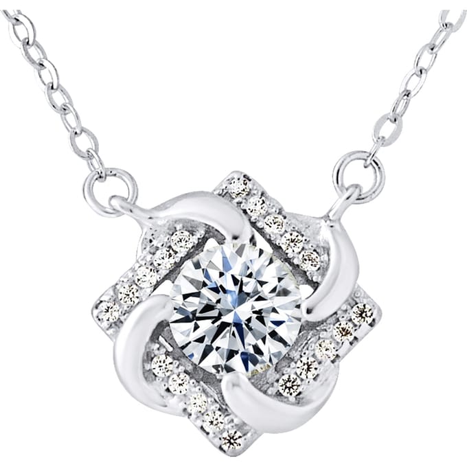 Solitaire ketting zilveren zirkoniumoxiden 925