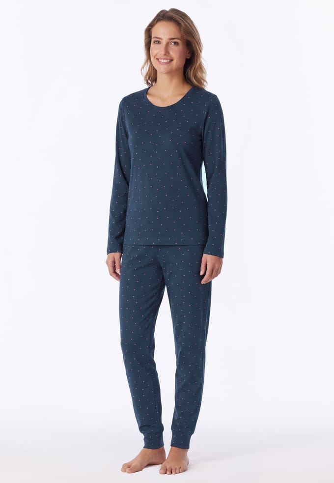 Lange pyjama met manchetten en stippen, violet - Casual Essentials 48