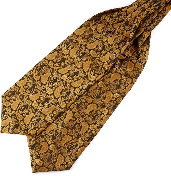 Goudkleurige & Bruine Paisley Polyester Stropdassjaal