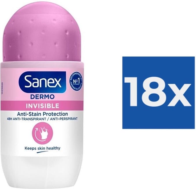 Sanex - Deodorant - Roller - pH Balance Dermo - Invisible - 50ml x 18
