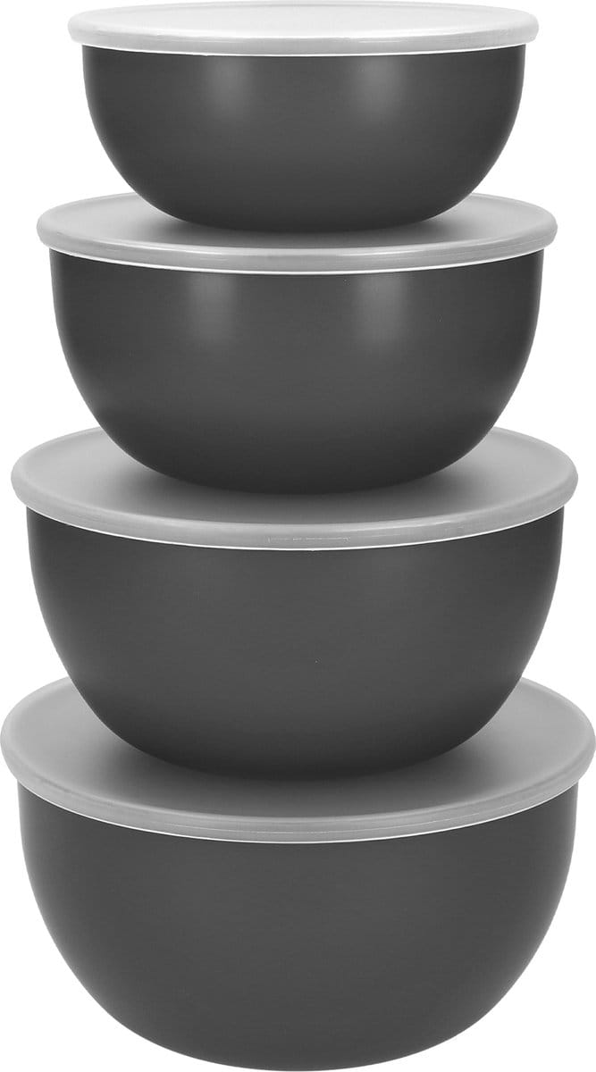 Mengkom met deksel, 4 delige set, Kunststof, Grijs - KitchenAid