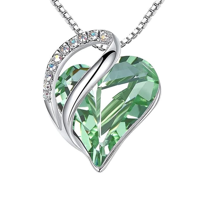 Kristal Hart Groen – Ketting Lengte 45cm