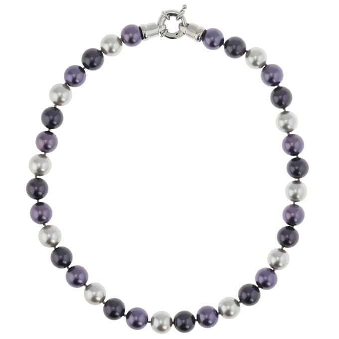 Behave - Glasparelketting dames - Chique stijl - 47 cm - Paars/Zilver