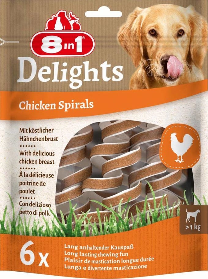 8in1 Delights Chicken Spirals - Hondensnacks - Kip 60 g 6 stuks