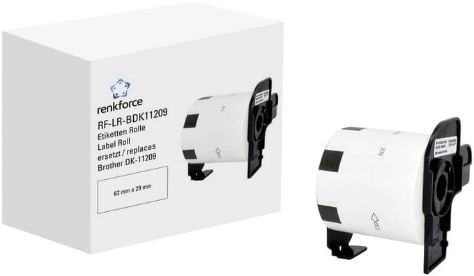 Renkforce Rol met etiketten Compatibel vervangt Brother DK-11209 62 x 29 mm Papier Wit 800 stuk(s) Standaard Adresetiketten RF-6027500