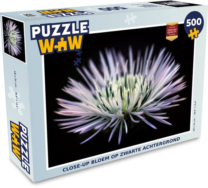 Puzzel Lila - Bloem - Zwart - Legpuzzel - Puzzel 500 stukjes