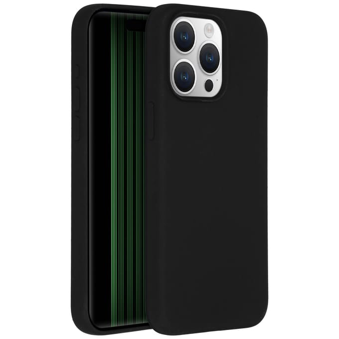 Accezz Hoesje - Geschikt voor Apple iPhone 15 Pro Max - Liquid Silicone Backcover - Zwart