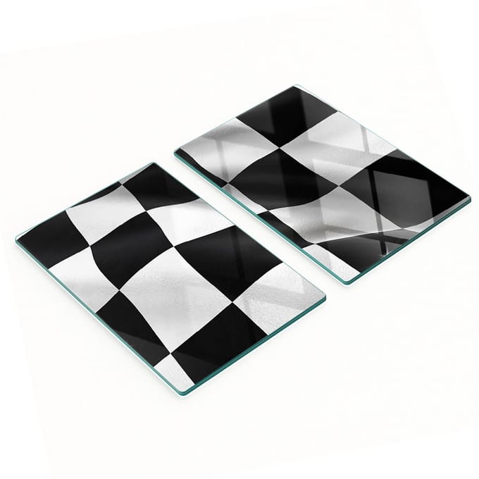 Keukenplanken van gehard glas met racevlagafbeeldingen, 2x40x52 cm
