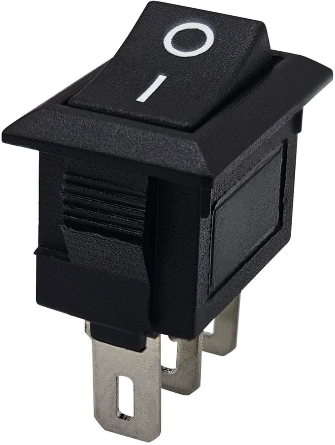 ProRide Mini Wipschakelaar ON/OFF KCD1-11 - 3-pins - Rechthoek - 250V/3A - 13x8mm - Zwart