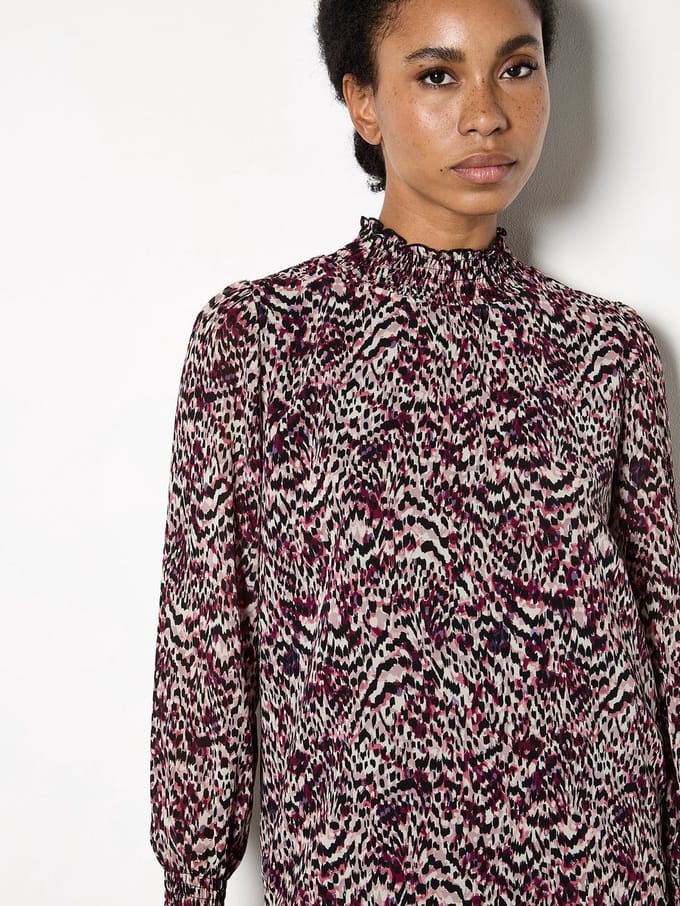 Chiffon top met dierenprint