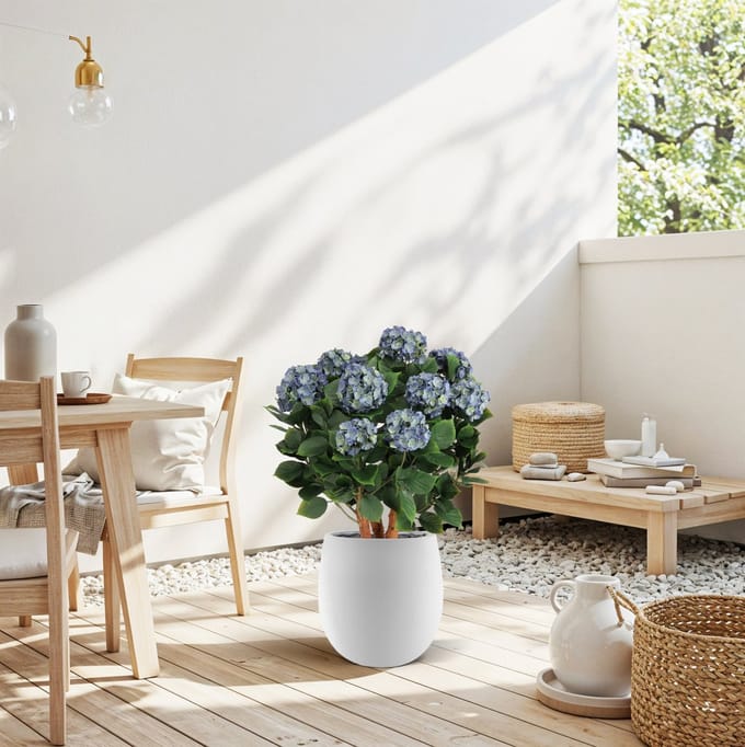 Hortensia UV Kunstplant Deluxe 80cm Blauw