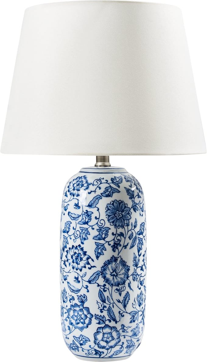 AIBONITO - Tafellamp - Wit/Blauw - Porselein/Linnen